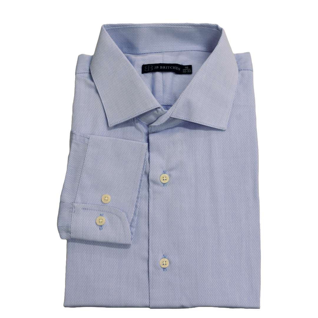 Blue Yarn Dyed Dobby Dress Shirt by JB Britches