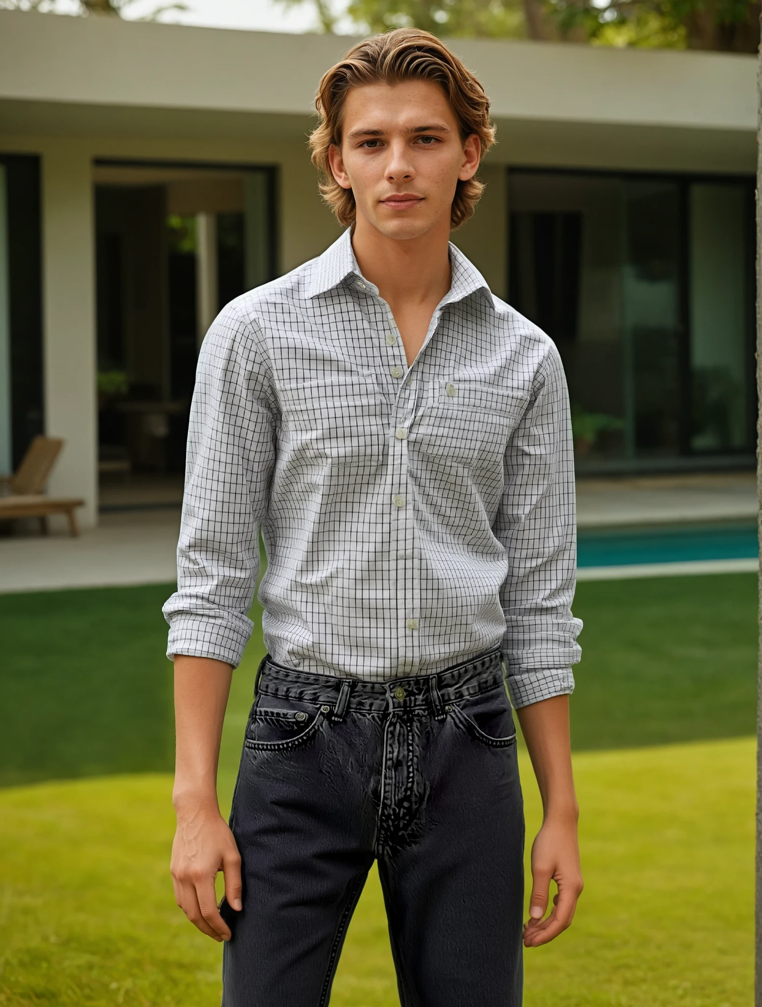 White Yarn Dyed Check Dress Shirt by JB Britches