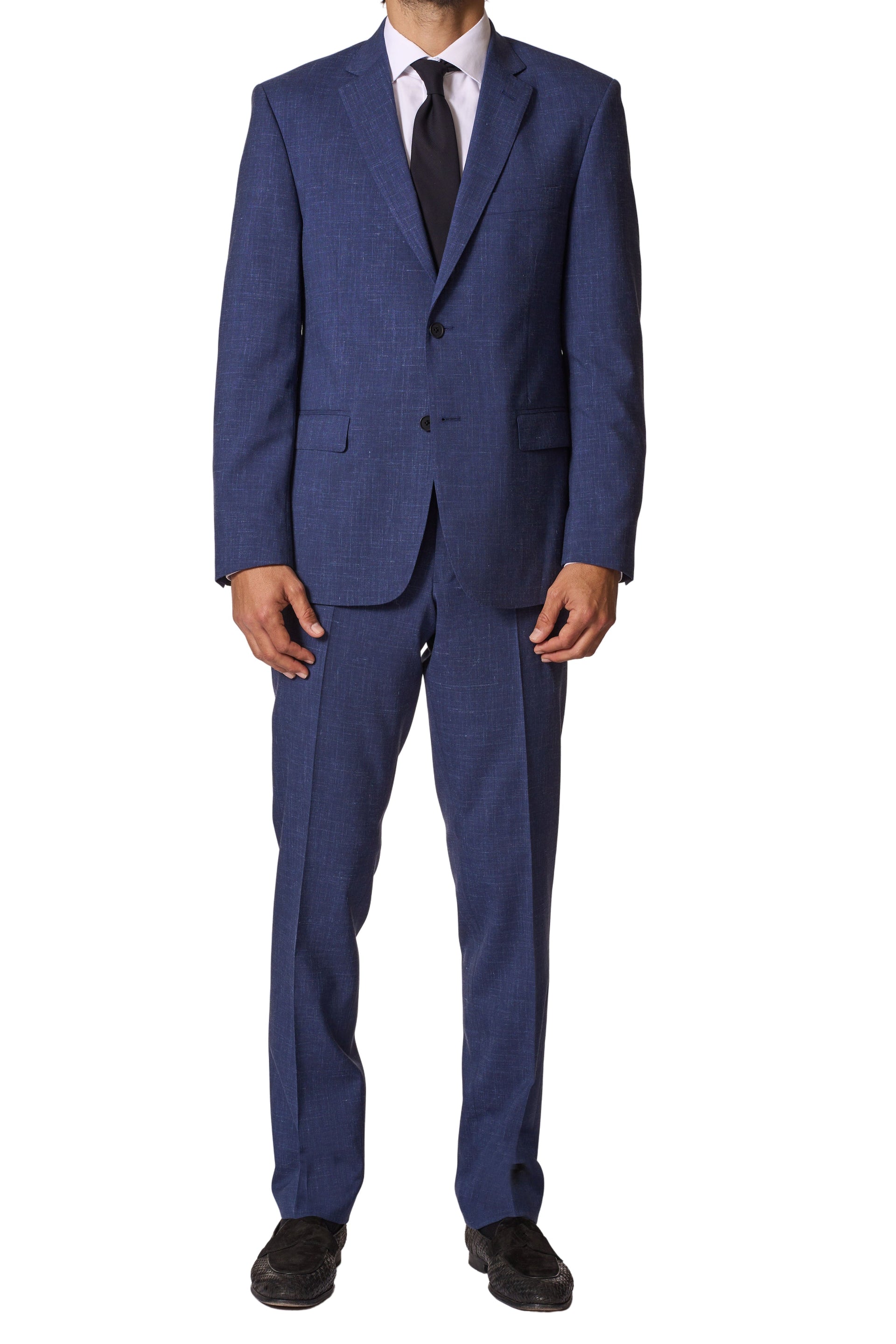 Blue Wool-Linen Suit by JB Britches