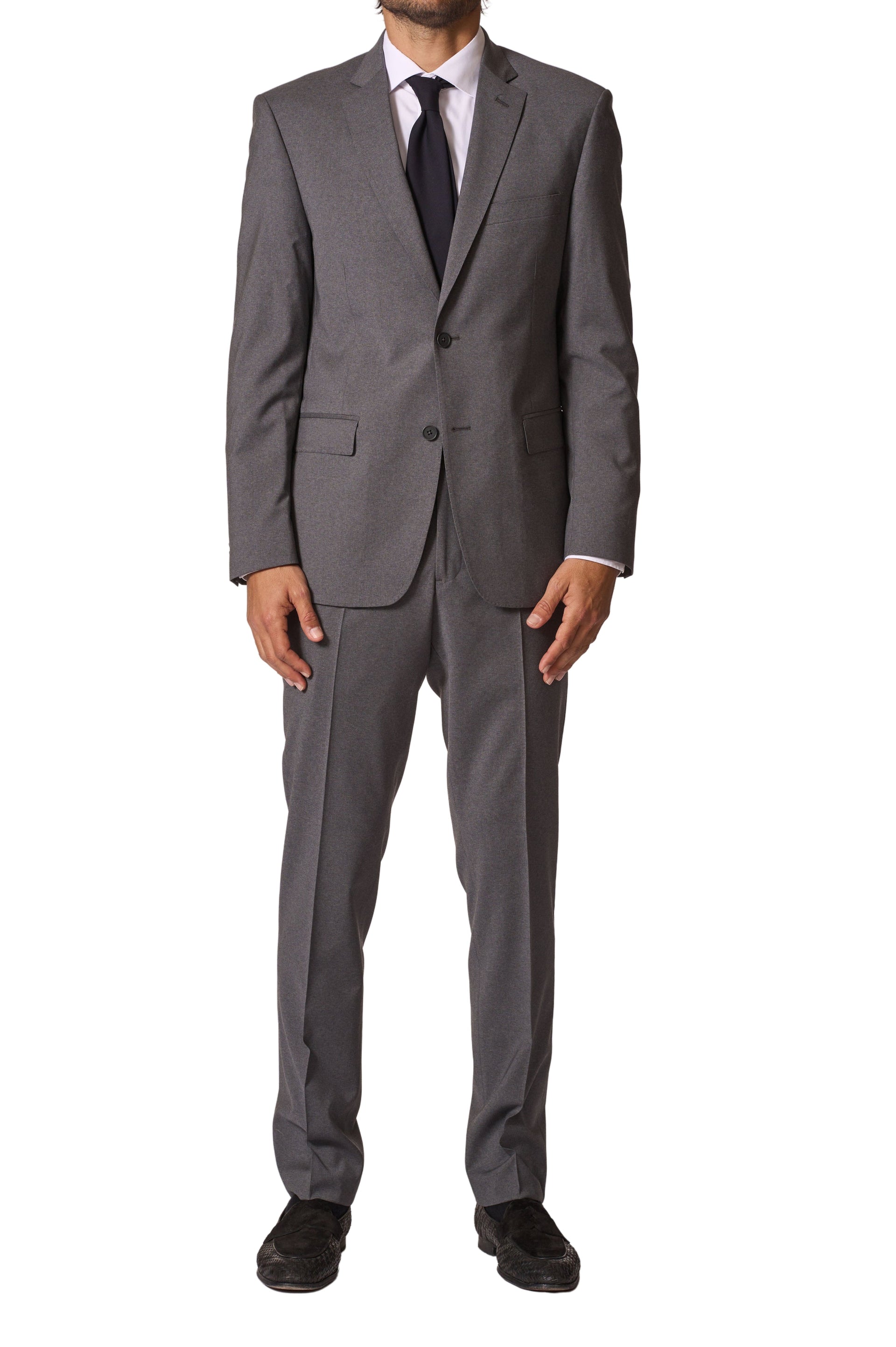 Mid Grey Wool Stretch Suit by JB Britches