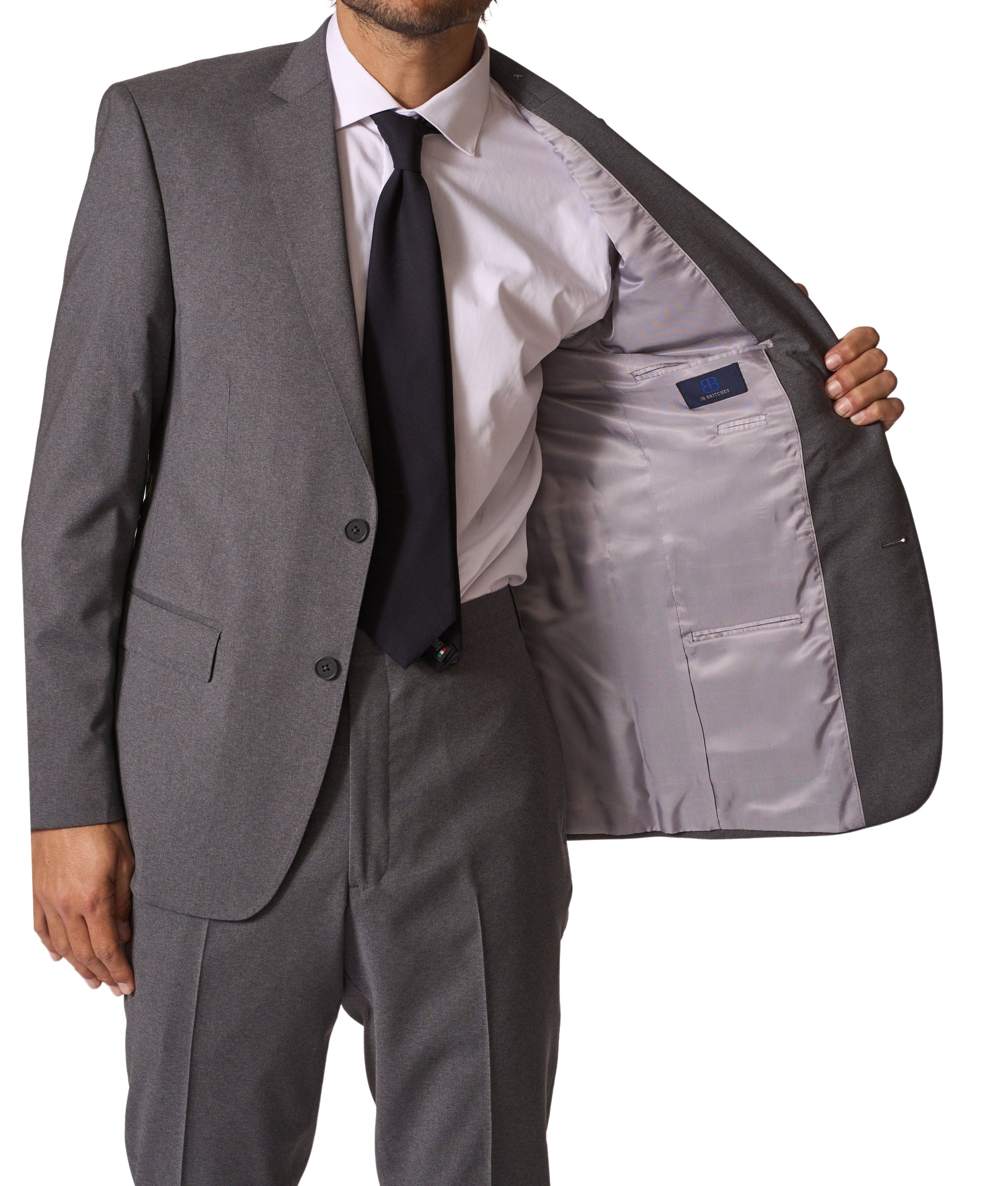 Mid Grey Wool Stretch Suit by JB Britches