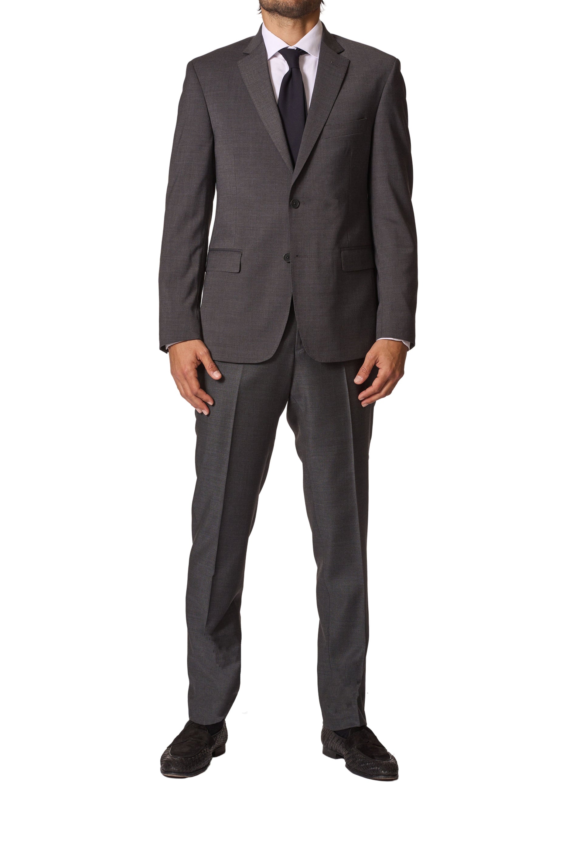 Charcoal Wool-Poly Stretch Suit by JB Britches