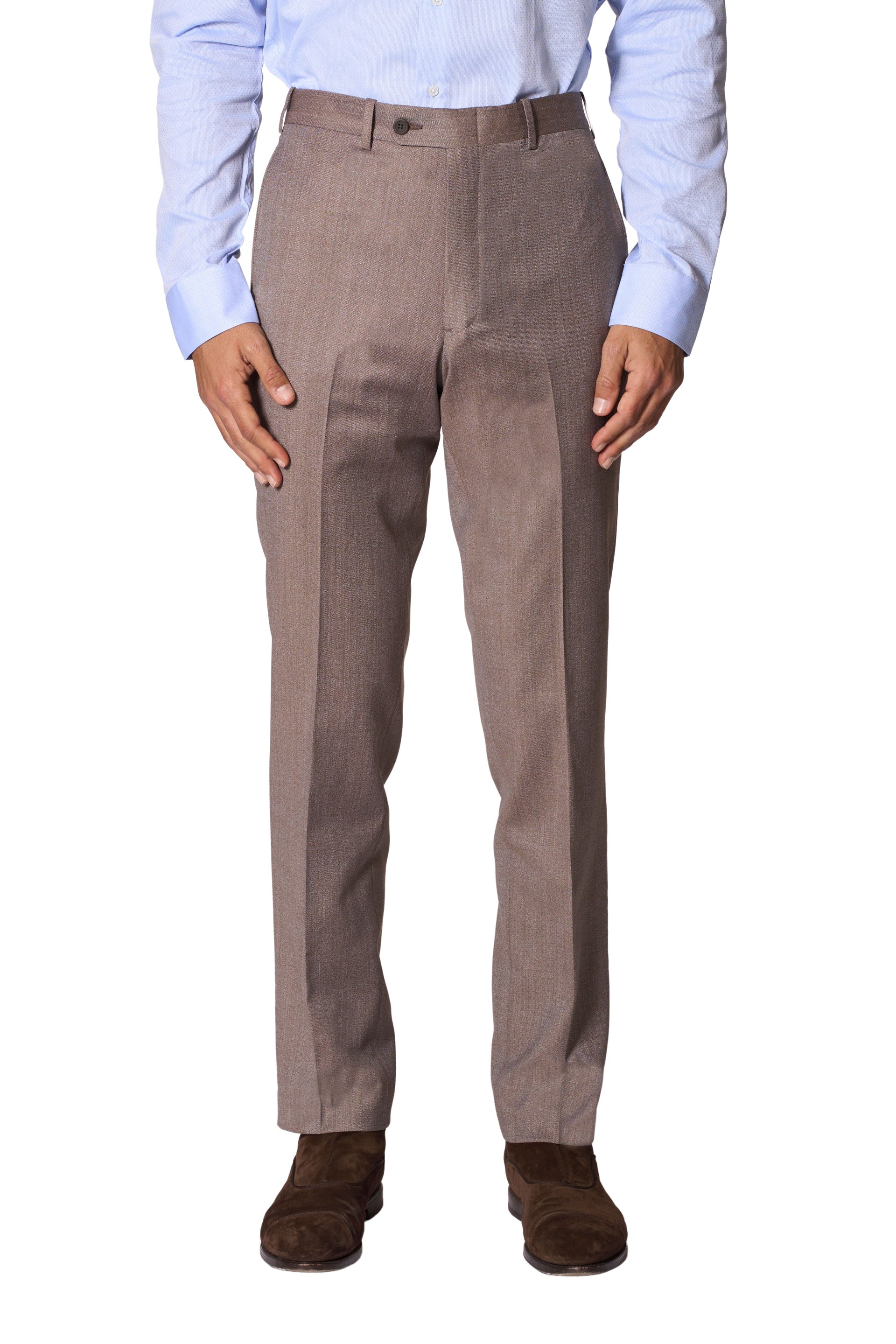 Khaki Torino Wool-Stretch Twill Trousers by JB Britches