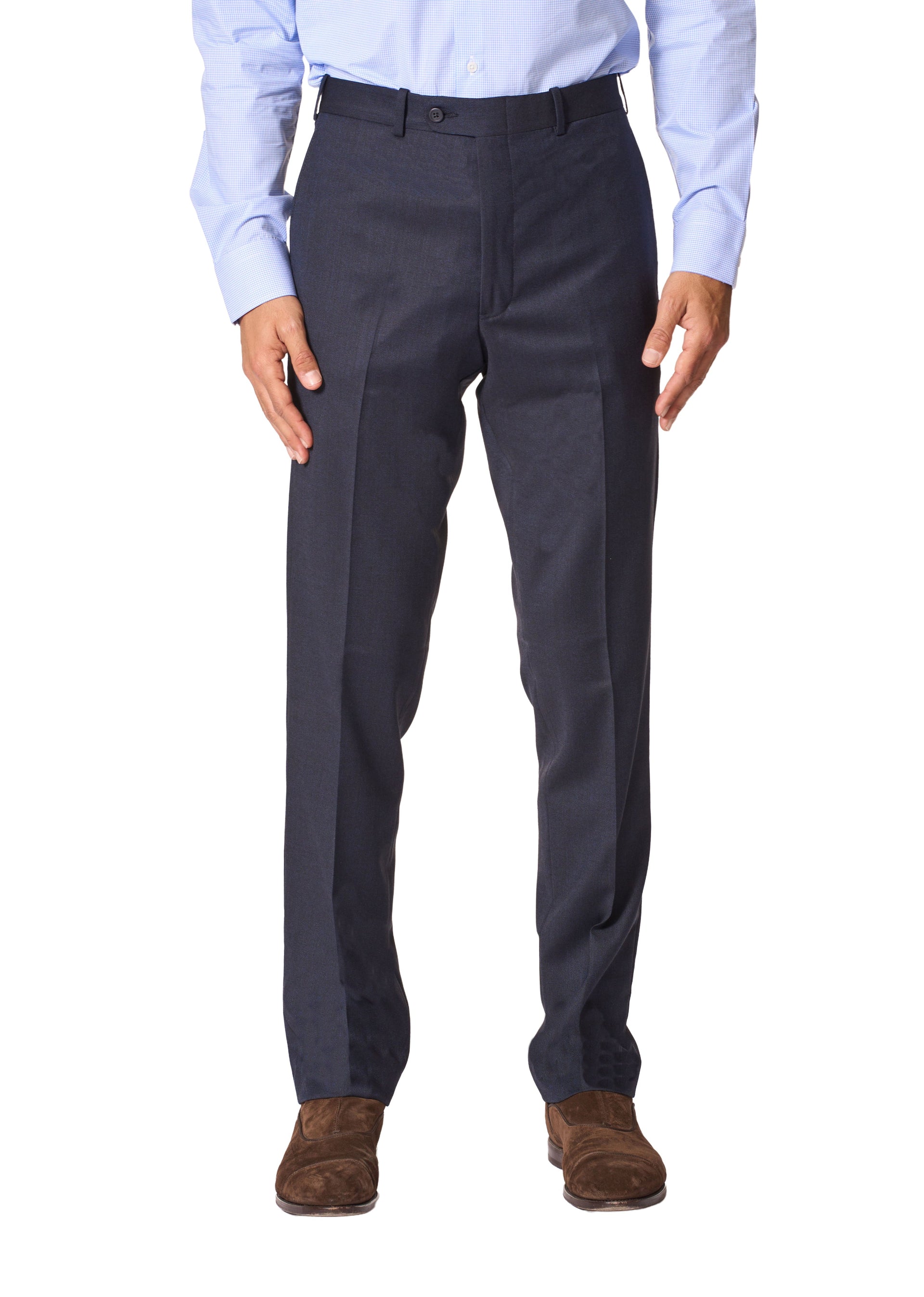 Navy Torino Wool-Stretch Twill Trousers by JB Britches