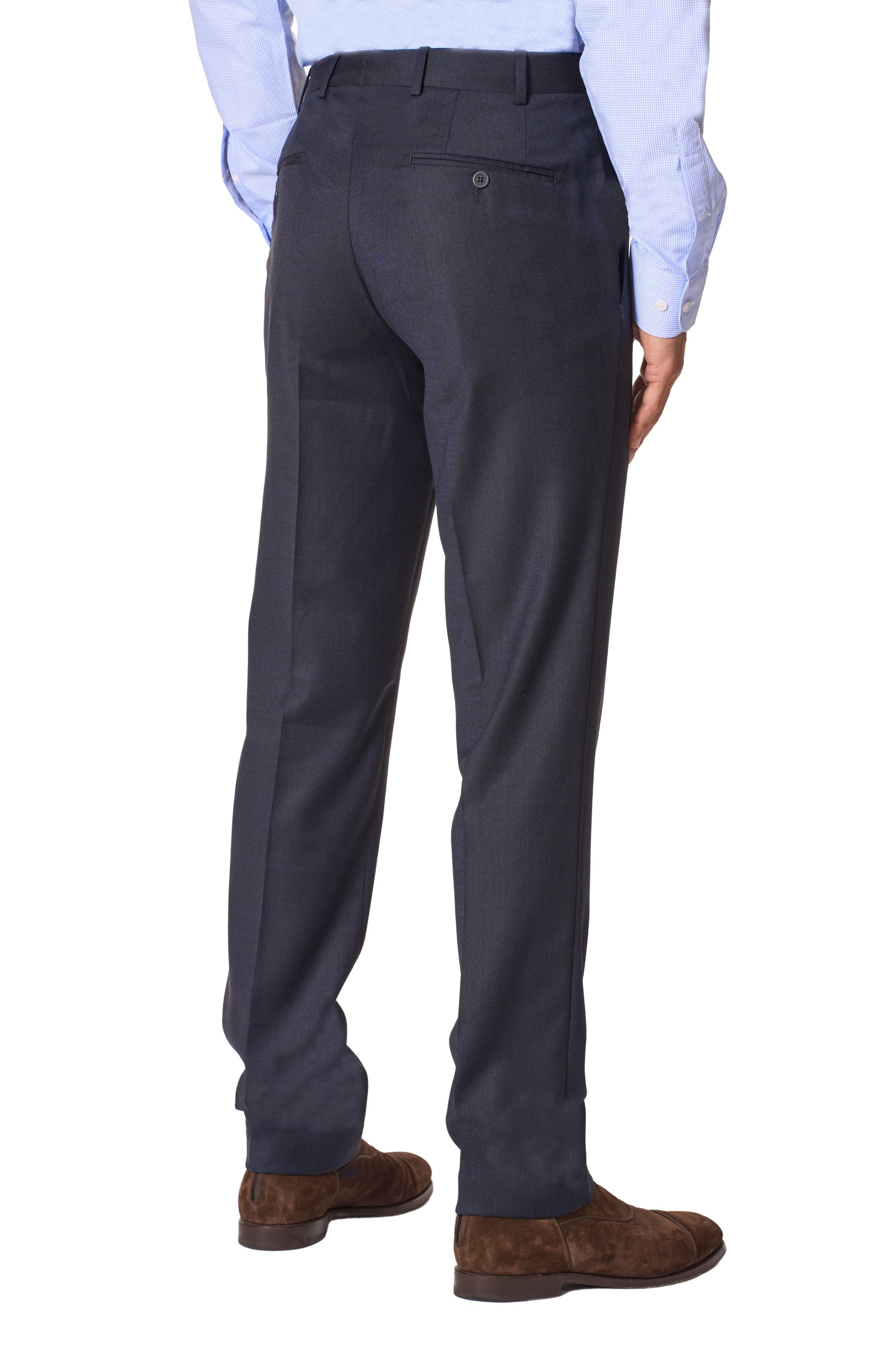 Navy Torino Wool-Stretch Twill Trousers by JB Britches
