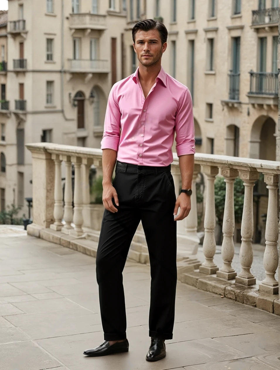 Pink Yarn Dyed Dobby Dress Shirt | JB Britches Shirts | MensStore