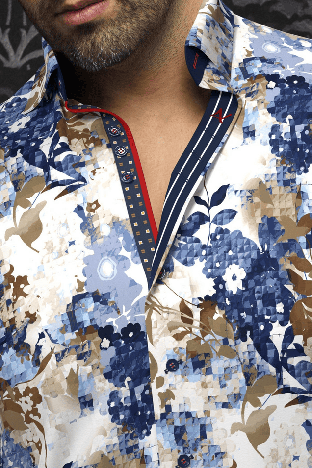 Au Noir Shirt | ACE, Navy Tobacco - Caswell's Fine Menswear