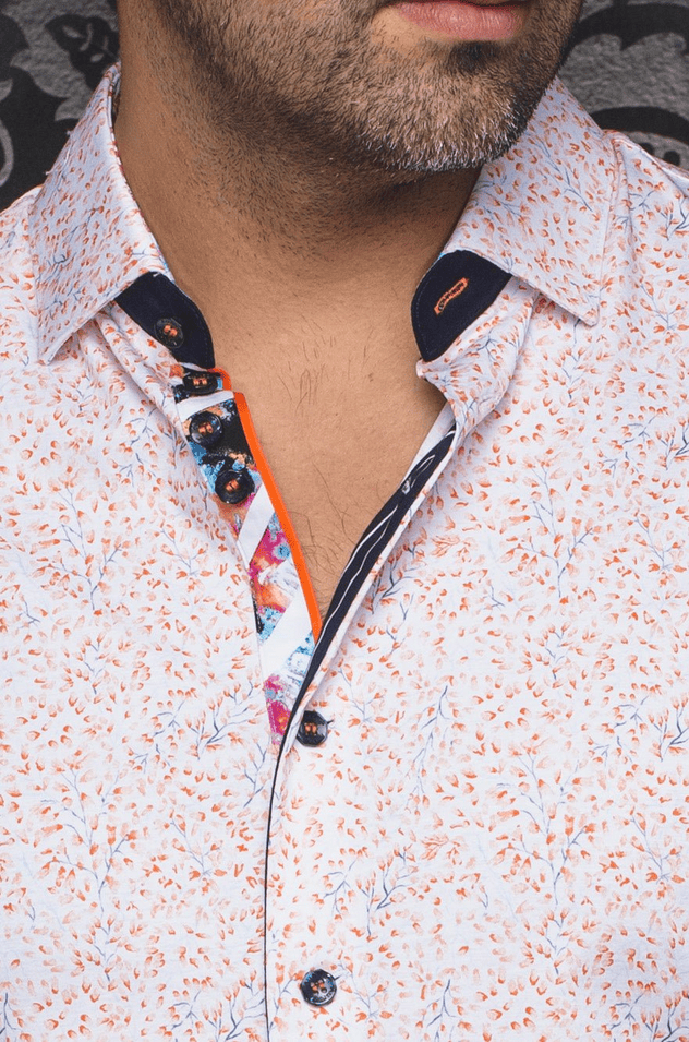 Au Noir 360° Stretch Shirt | LANDO, Orange - Caswell's Fine Menswear