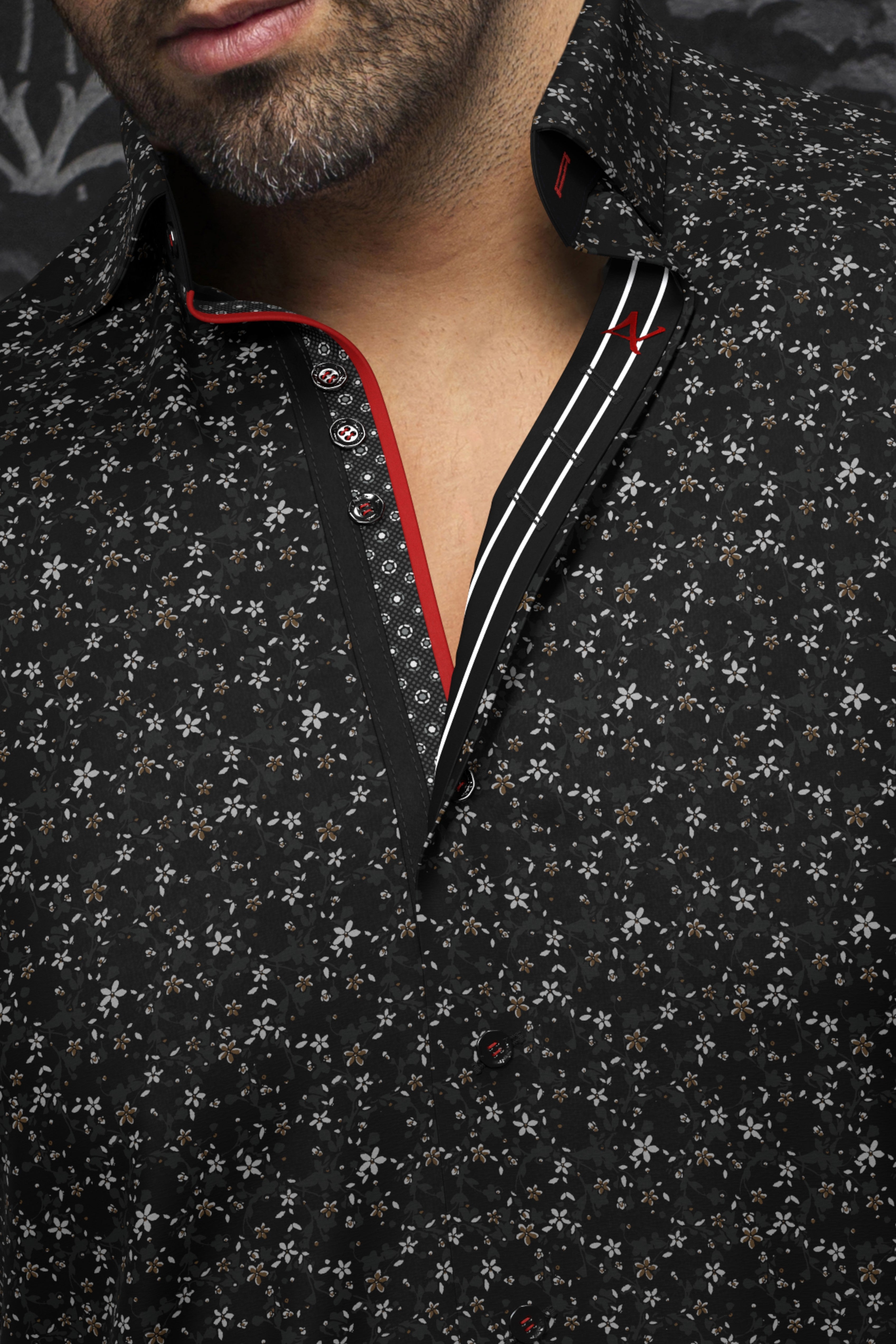 Au Noir 360° Stretch Shirt | MCBRYDE, Black/Gold - Caswell's Fine Menswear