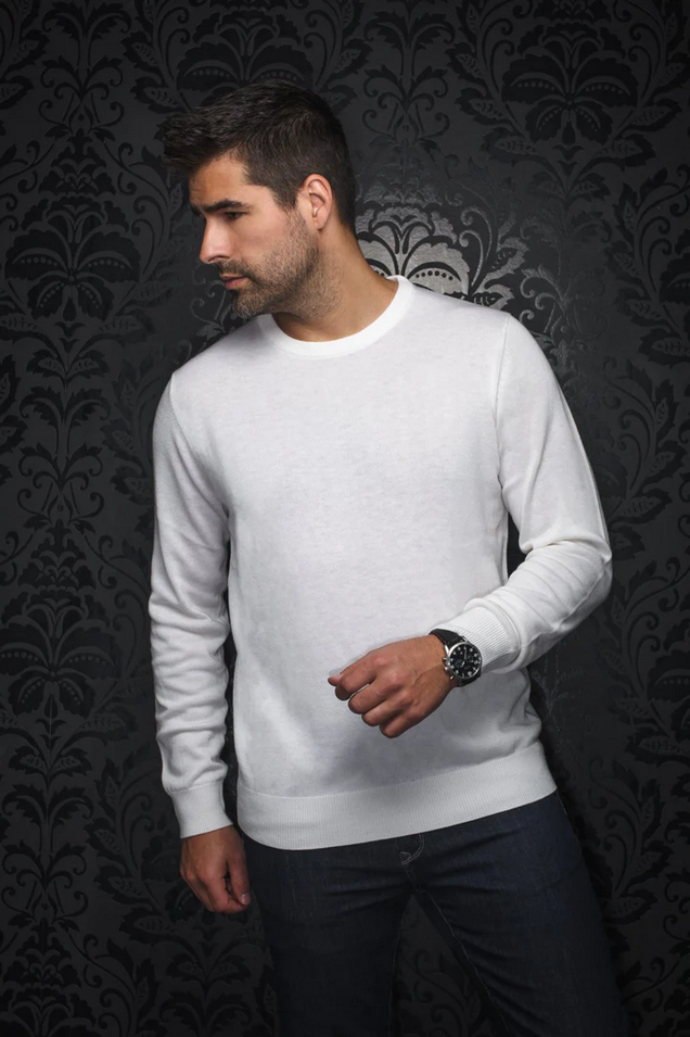 Au Noir Sweater | MARINI, Cream - Caswell's Fine Menswear