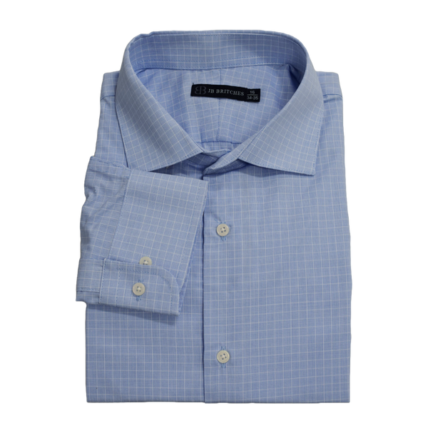 JB Britches Yard Dyed Check Dress Shirt - Blue/Grey