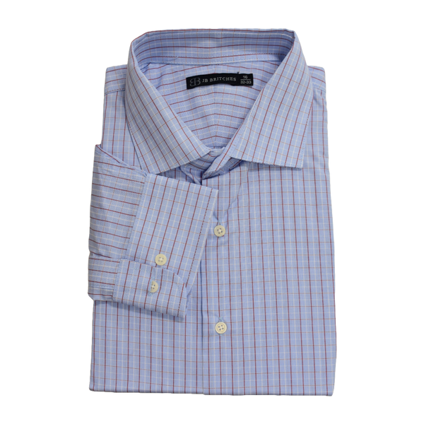 JB Britches Yard Dyed Check Dress Shirt - Blue/Pink