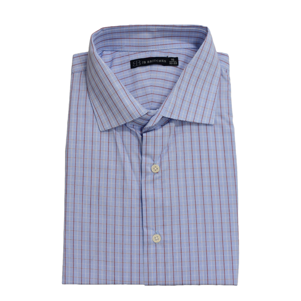 JB Britches Yard Dyed Check Dress Shirt - Blue/Pink