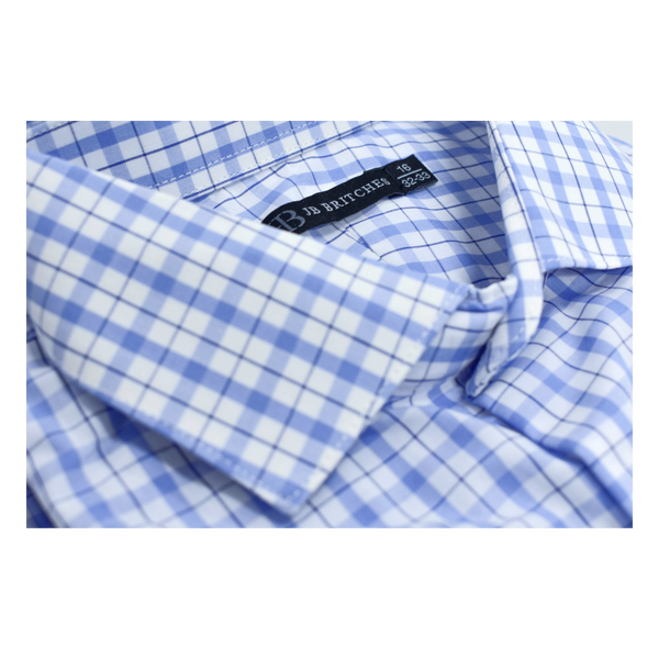 JB Britches Yard Dyed Check Dress Shirt - Indigo