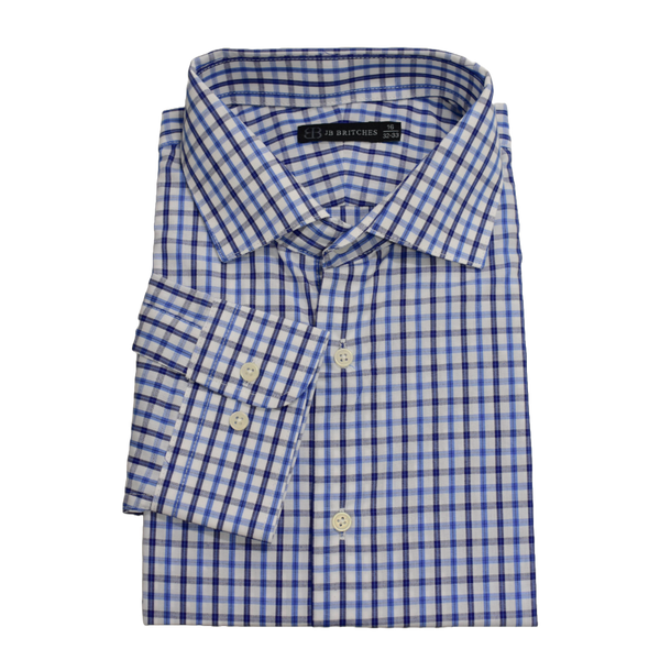 JB Britches Yard Dyed Check Dress Shirt - Navy/Blue