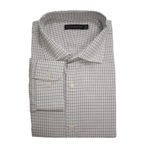 JB Britches Yard Dyed Check Dress Shirt - White