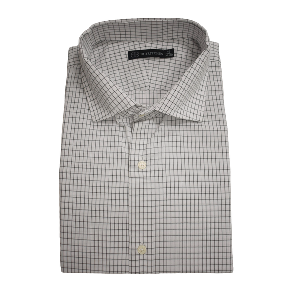 JB Britches Yard Dyed Check Dress Shirt - White