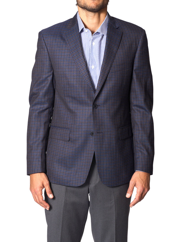 JB Britches Check Sport Coat - Navy Brown Grey