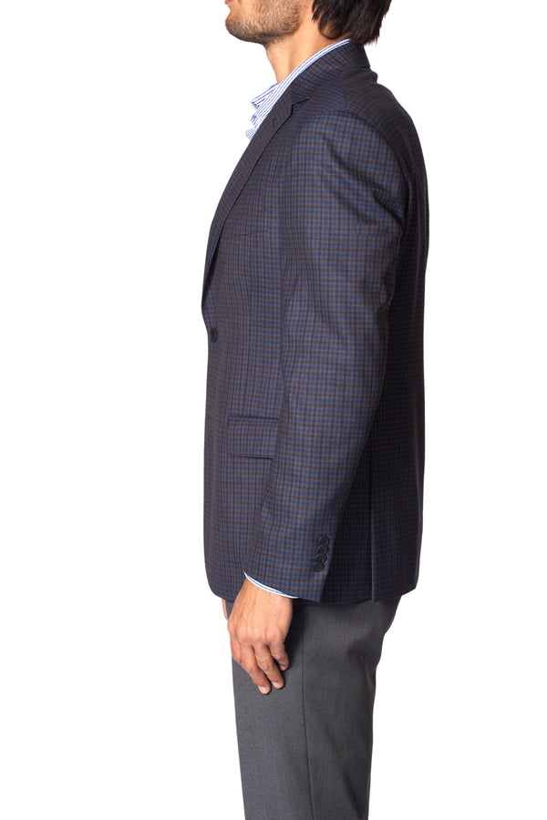 JB Britches Check Sport Coat - Navy Brown Grey