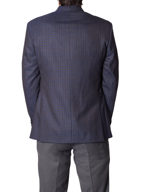 JB Britches Check Sport Coat - Navy Brown Grey