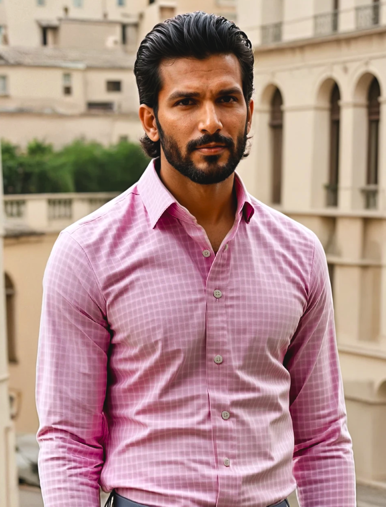 Pink Yarn Dyed Check Dress Shirt by JB Britches