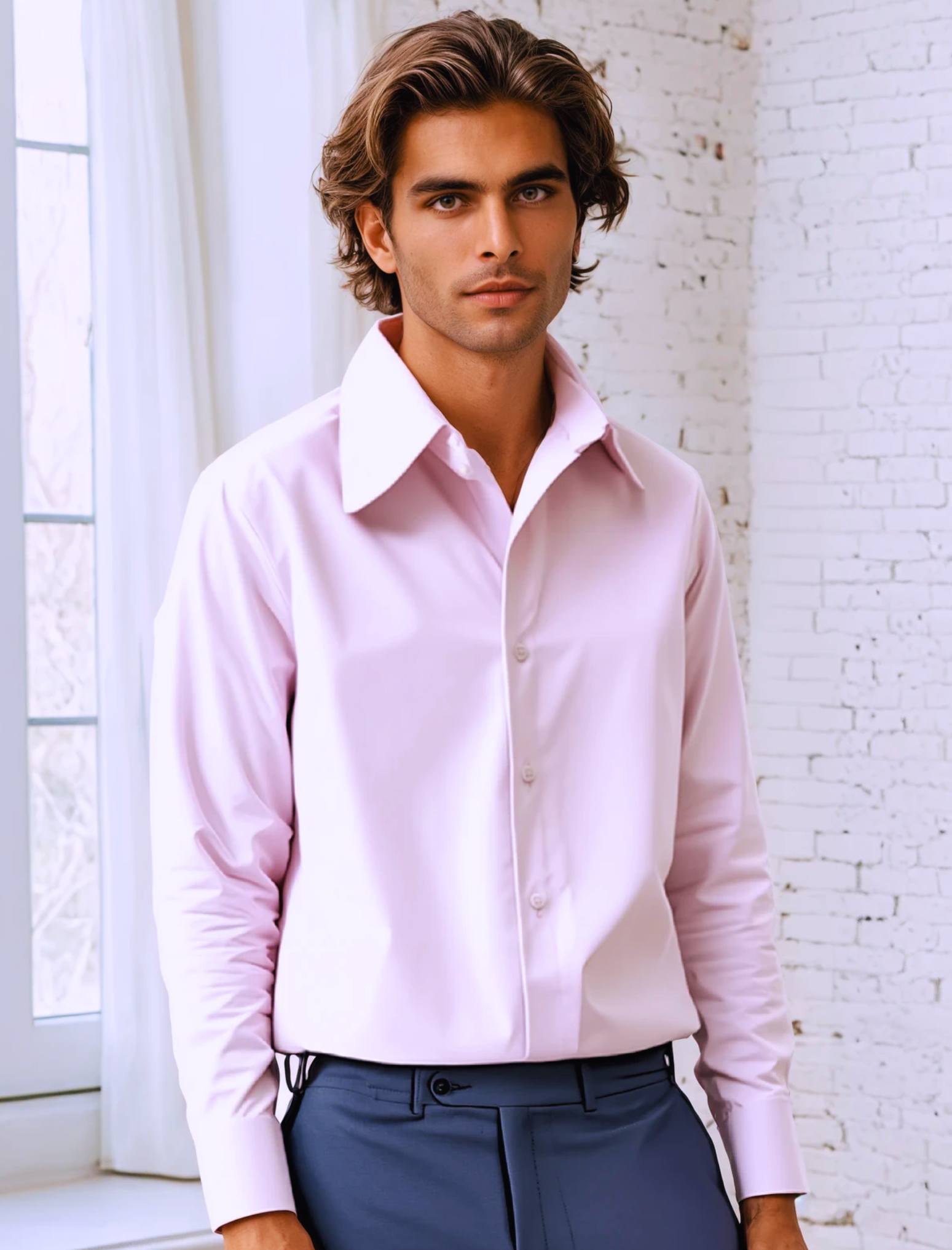 Pink Yarn Dyed Dobby Dress Shirt by JB Britches