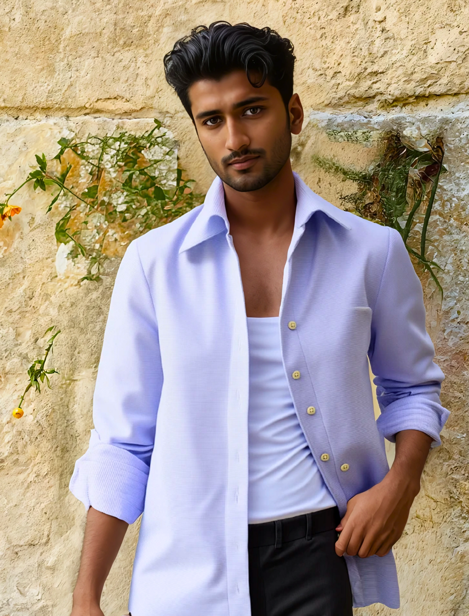 Blue Textured Weave Dress Shirt by JB Britches