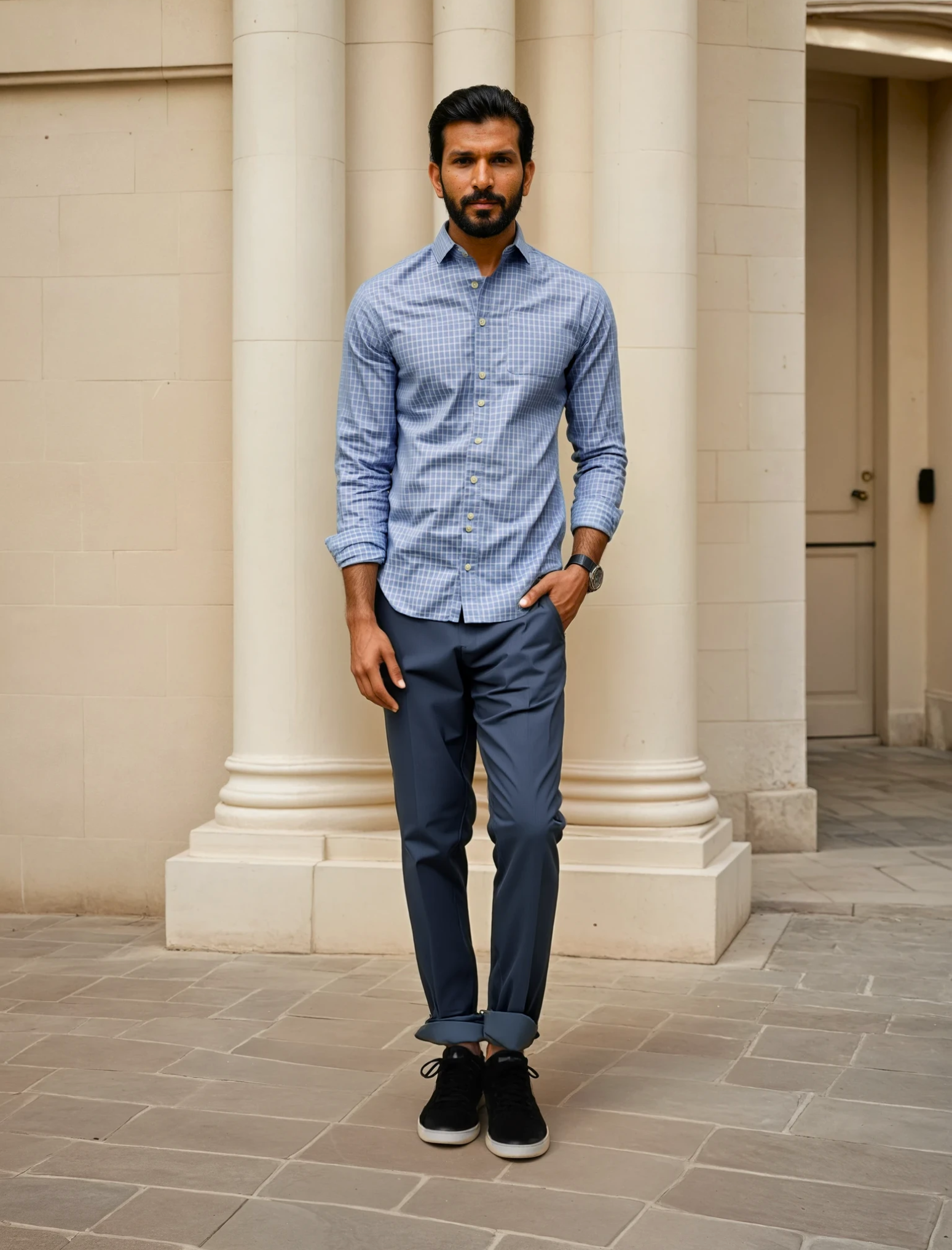Sky Yarn Dyed Check Dress Shirt by JB Britches