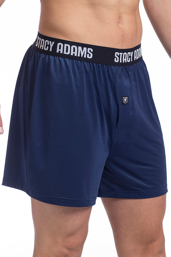 Stacy Adams Solid Navy Loose Boxer