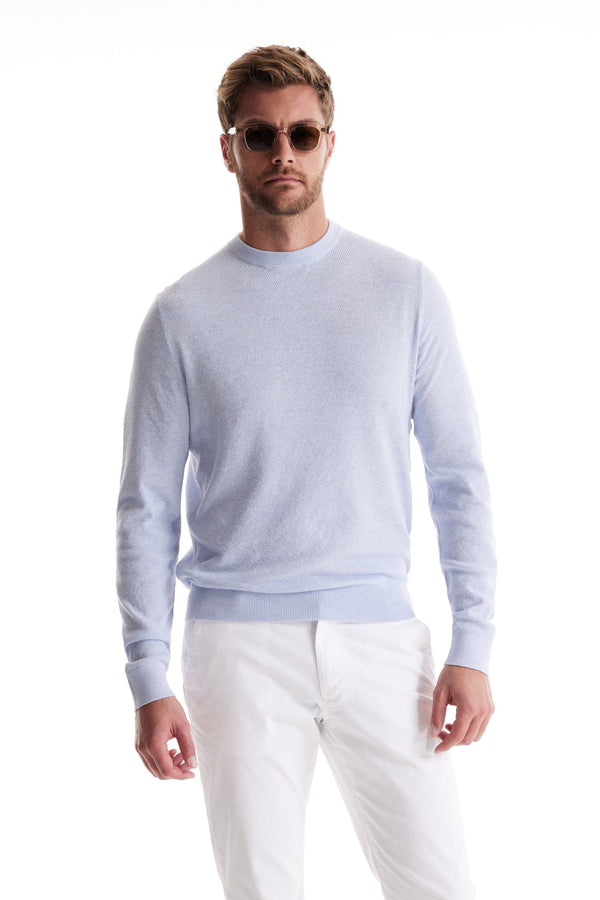 Soft Cloth Crewneck Sweater in Birdseye Jersey - Frost Blue