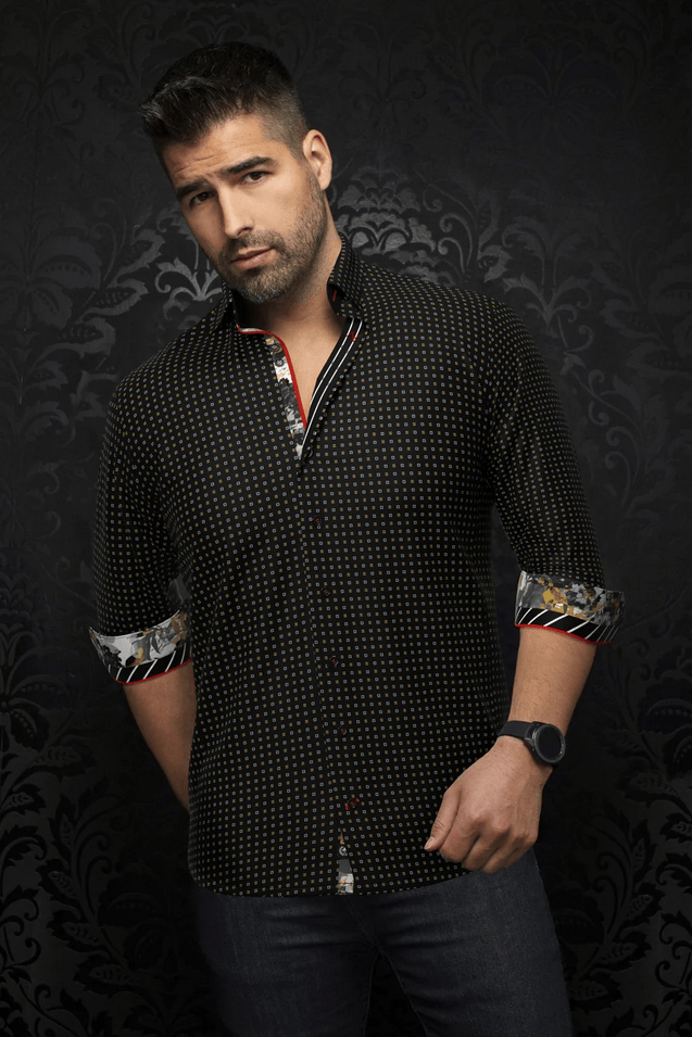Au Noir Shirt | ARLO, Black/Gold - Caswell's Fine Menswear
