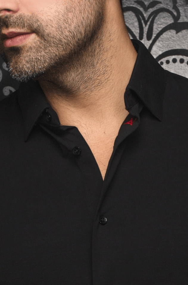 Au Noir 360° Stretch Shirt Short Sleeve | ALEX-SLD, Black - Caswell's Fine Menswear