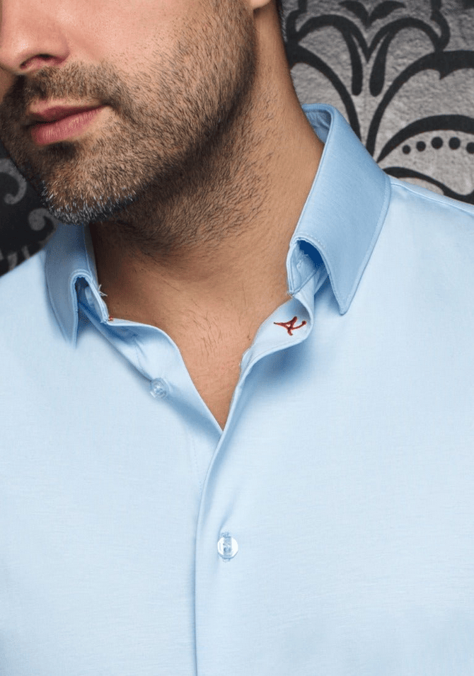 Au Noir 360° Stretch Shirt Short Sleeve | ALEX-SLD, Light Blue - Caswell's Fine Menswear
