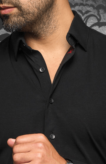 Au Noir 360° Stretch Shirt Long Sleeve | ALEXANDER-SLD, Black - Caswell's Fine Menswear