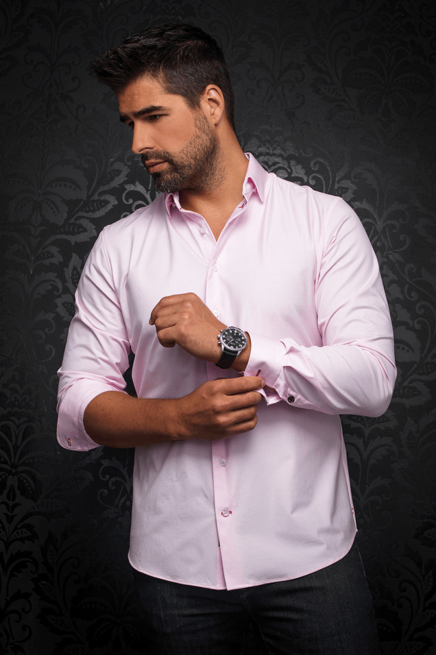 Au Noir 360° Stretch Shirt Long Sleeve | ALEXANDER-SLD, Pink - Caswell's Fine Menswear