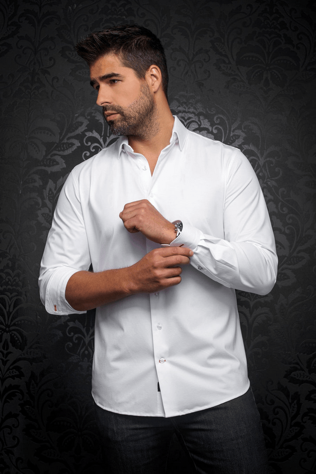 Au Noir 360° Stretch Shirt Long Sleeve | ALEXANDER-SLD, White - Caswell's Fine Menswear