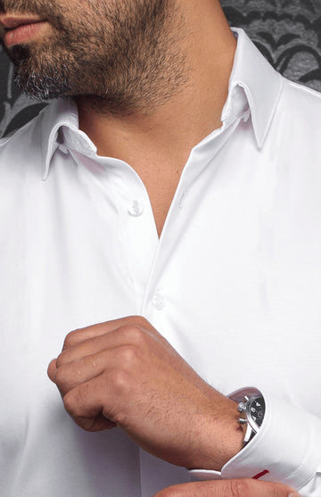 Au Noir 360° Stretch Shirt Long Sleeve | ALEXANDER-SLD, White - Caswell's Fine Menswear