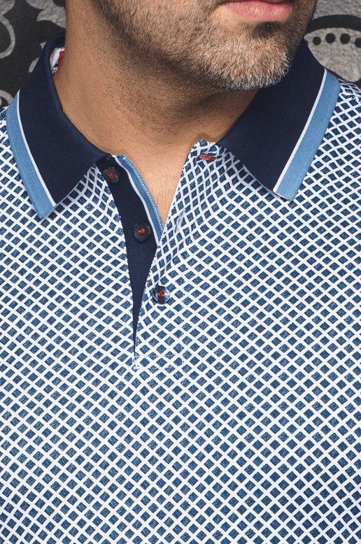 Au Noir Polo | FAIRMONT, White Navy - Caswell's Fine Menswear