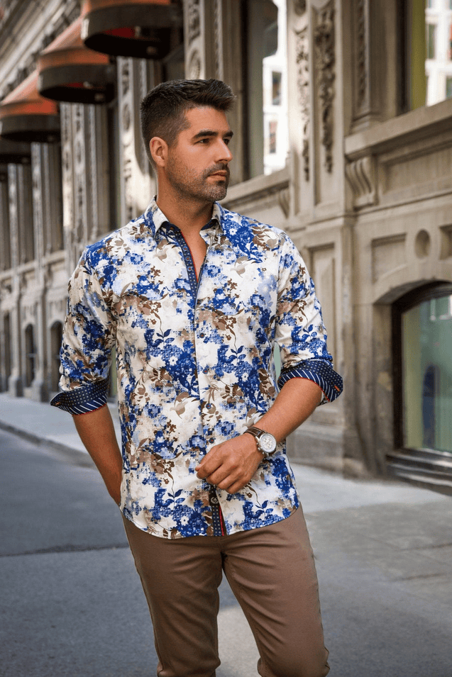Au Noir Shirt | ACE, Navy Tobacco - Caswell's Fine Menswear