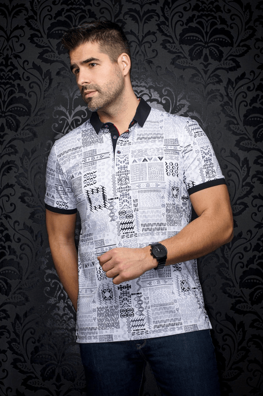 Au Noir Polo | AZIMUT, White - Caswell's Fine Menswear