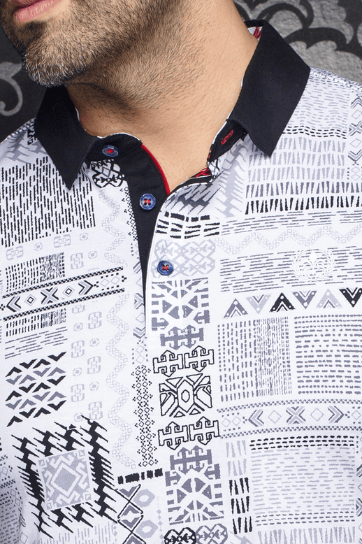 Au Noir Polo | AZIMUT, White - Caswell's Fine Menswear