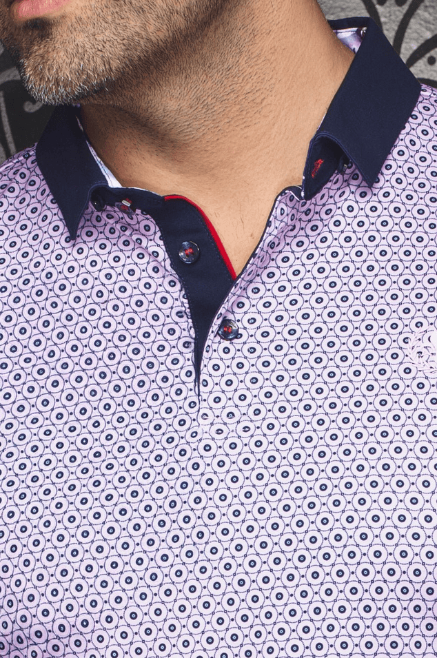 Au Noir Polo | ASHER, Pink - Caswell's Fine Menswear