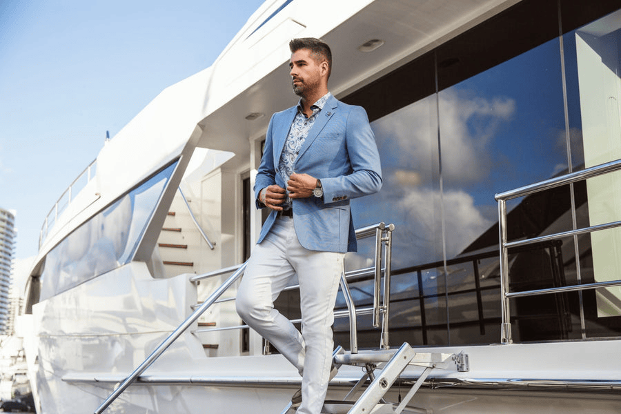 Au Noir Blazer | GLOVER, Light Blue - Caswell's Fine Menswear