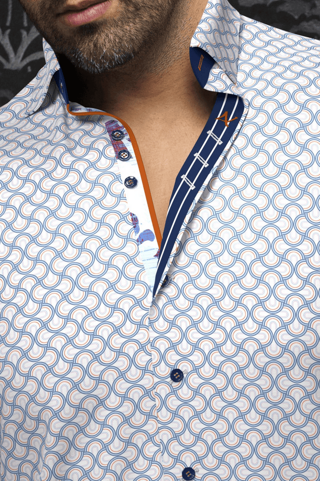 Au Noir Shirt | BOSCO, White Multi - Caswell's Fine Menswear