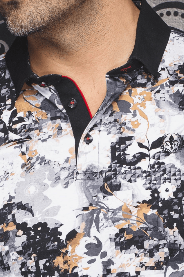 Au Noir Polo Shirt  | ROYCE, Black Gold - Caswell's Fine Menswear