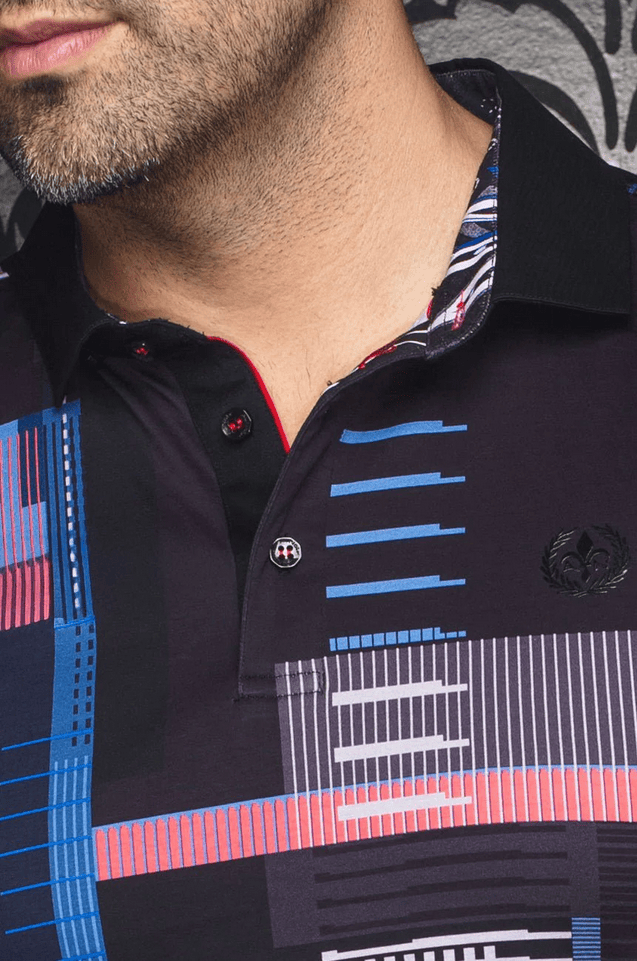 Au Noir Polo  | SANREMO, Black - Caswell's Fine Menswear