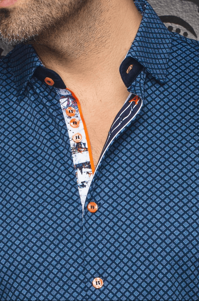 Au Noir Shirt 360° Stretch Shirt | TERRANO, Navy - Caswell's Fine Menswear