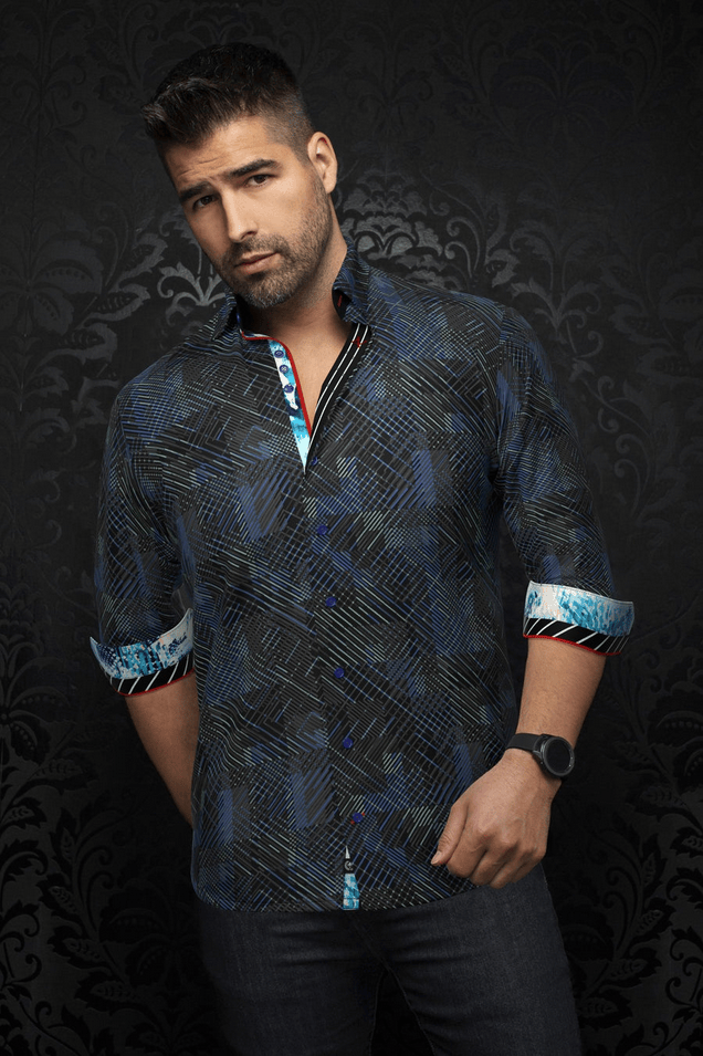 Au Noir Shirt 360° Stretch Shirt | CLARKE, Black Mint - Caswell's Fine Menswear
