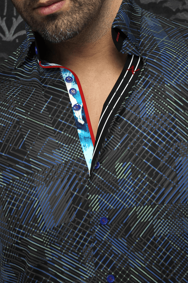 Au Noir Shirt 360° Stretch Shirt | CLARKE, Black Mint - Caswell's Fine Menswear