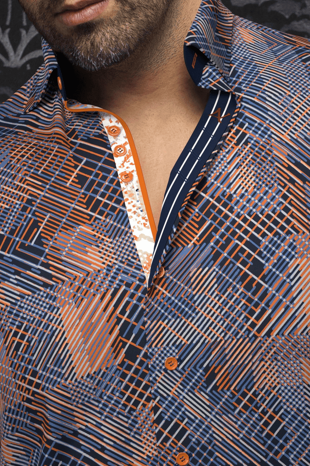 Au Noir Shirt 360° Stretch Shirt | CLARKE, Orange - Caswell's Fine Menswear